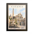 Catania Sicily Vintage Framed Poster – Elephant Fountain Wall Art
