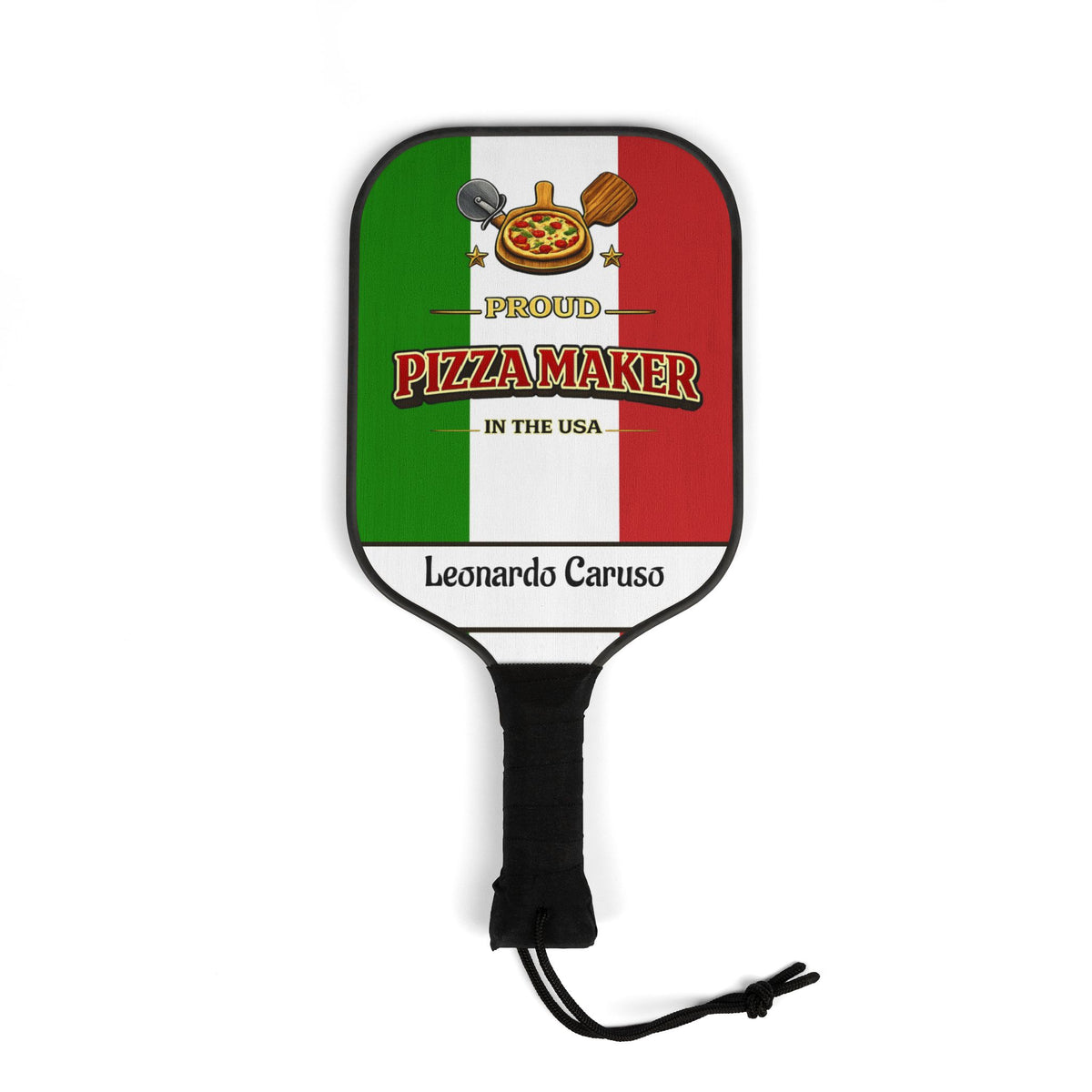 Pizza Maker Pickleball Paddle Set — Italian Flag Design, Personalized Name Option