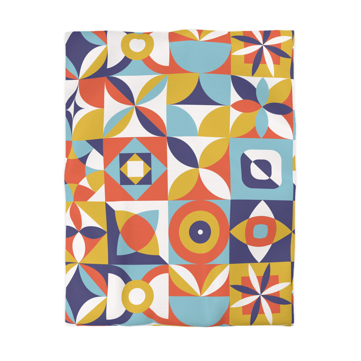 Geometric Retro Tile Pattern Microfiber Duvet Cover | Colorful Mid Century Design