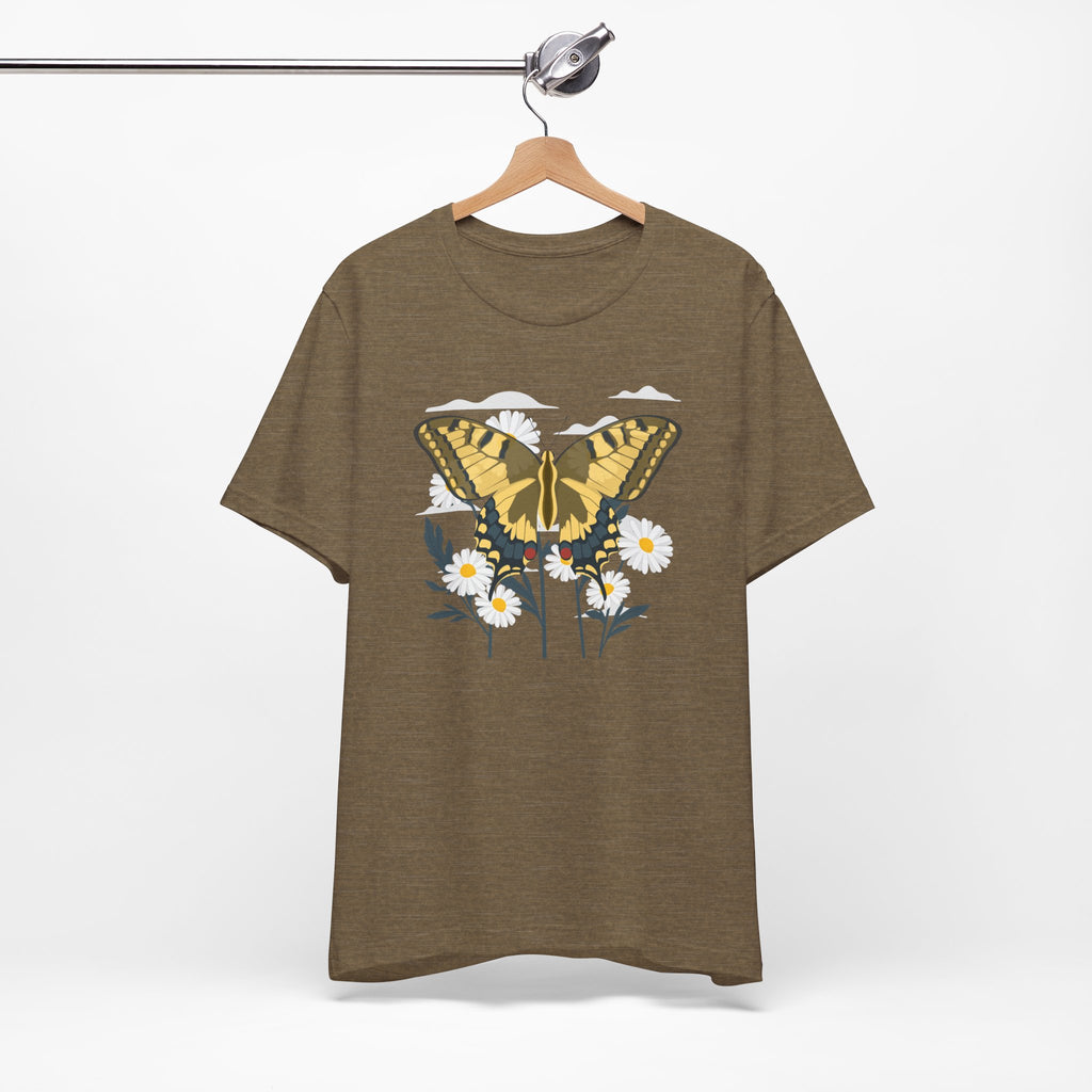Butterfly Floral Nature Shirt  Yellow Butterfly T Shirt, Wildflower Graphic Tee, Nature Lover Gift