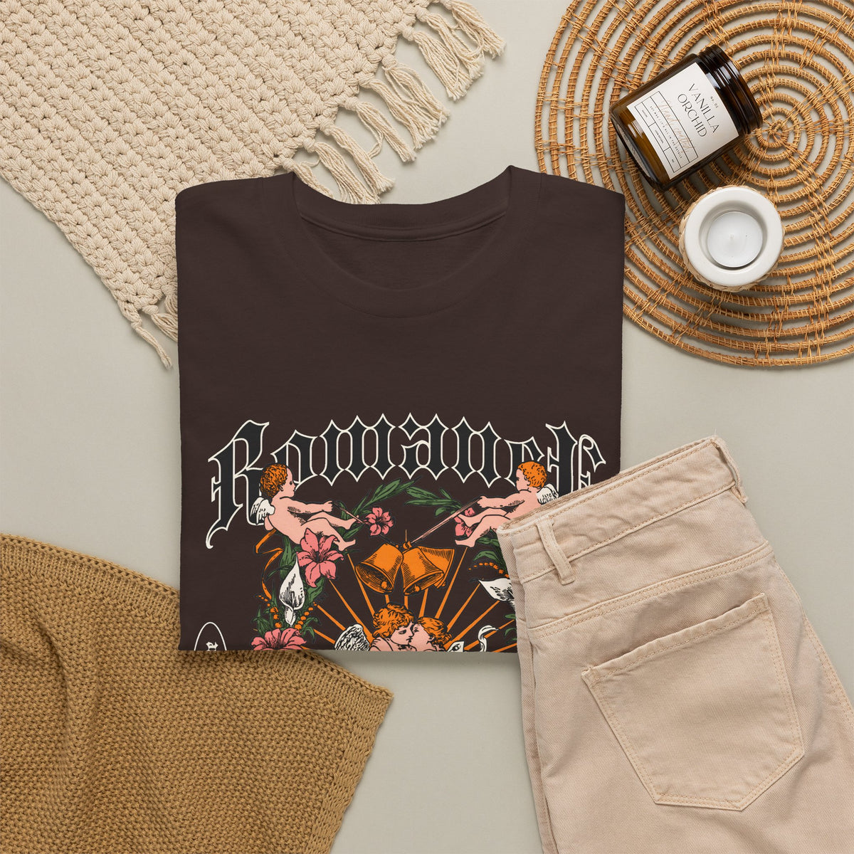 Gothic Floral Angel “Romancer” T-Shirt – Dark Vintage Unisex Graphic Tee