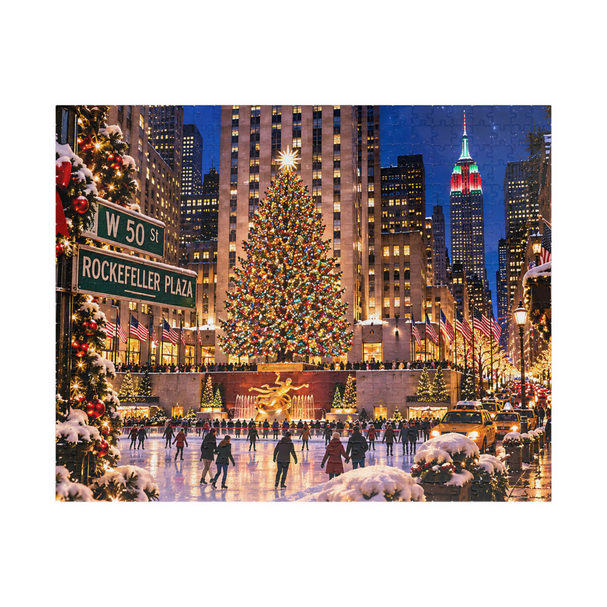 New York Christmas Puzzle – Rockefeller Center Jigsaw Puzzle (110, 252, 520, 1014-piece)