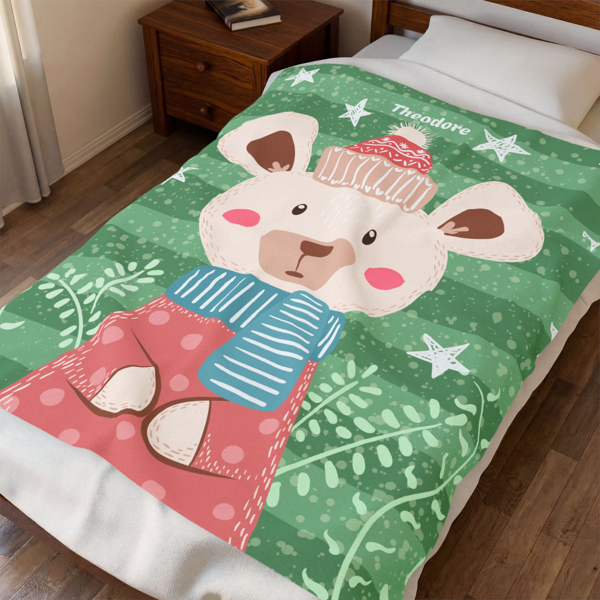 Personalized Baby Blanket with Name  Custom Nursery Plush Throw  Cute Winter Animal Kids Blanket  Baby Shower Gift