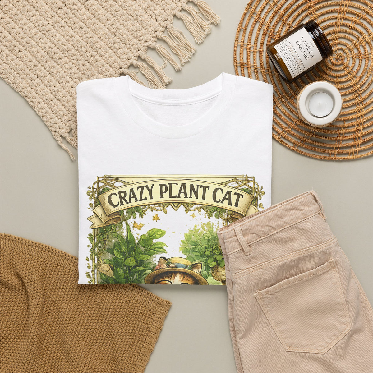 Crazy Plant Cat T-Shirt – Cat & Houseplant Botanical Graphic Tee