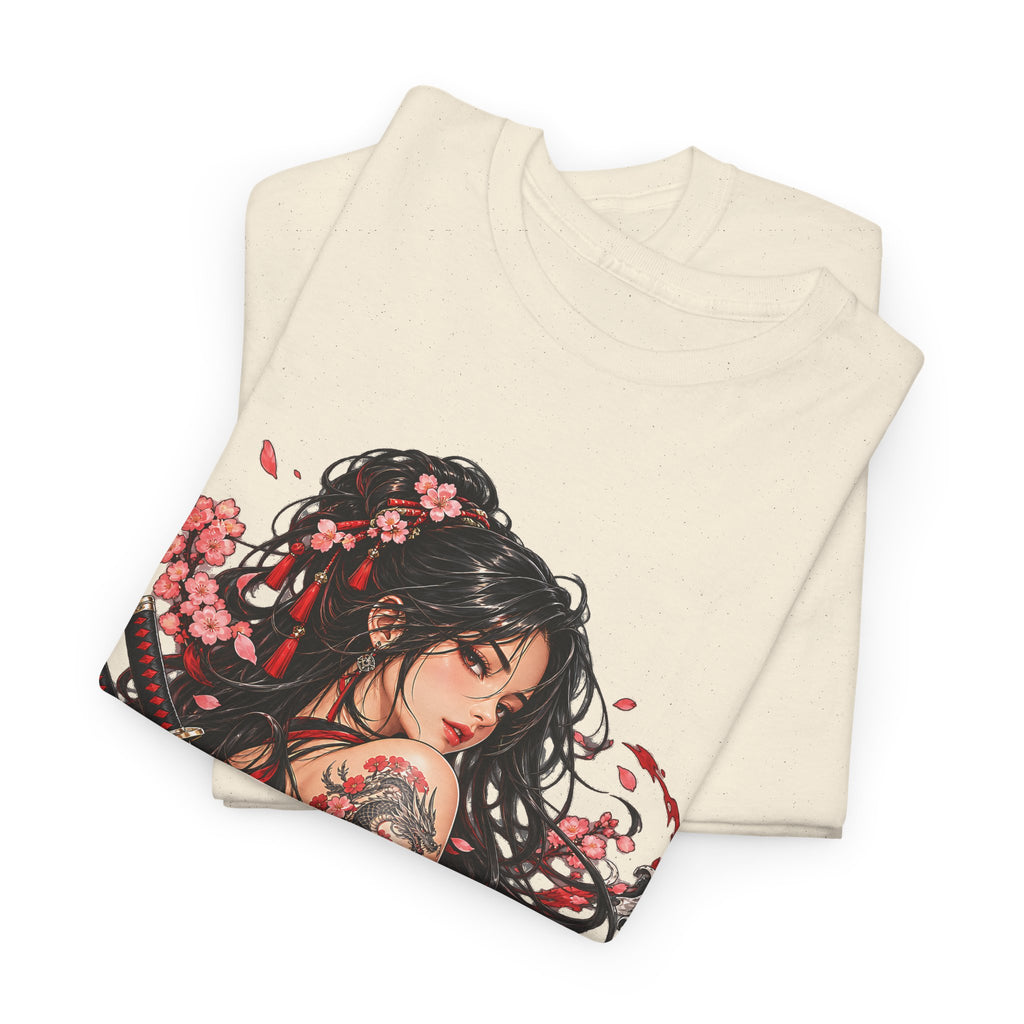 Japanese Samurai Girl T-Shirt – Dark Anime Warrior Graphic Tee