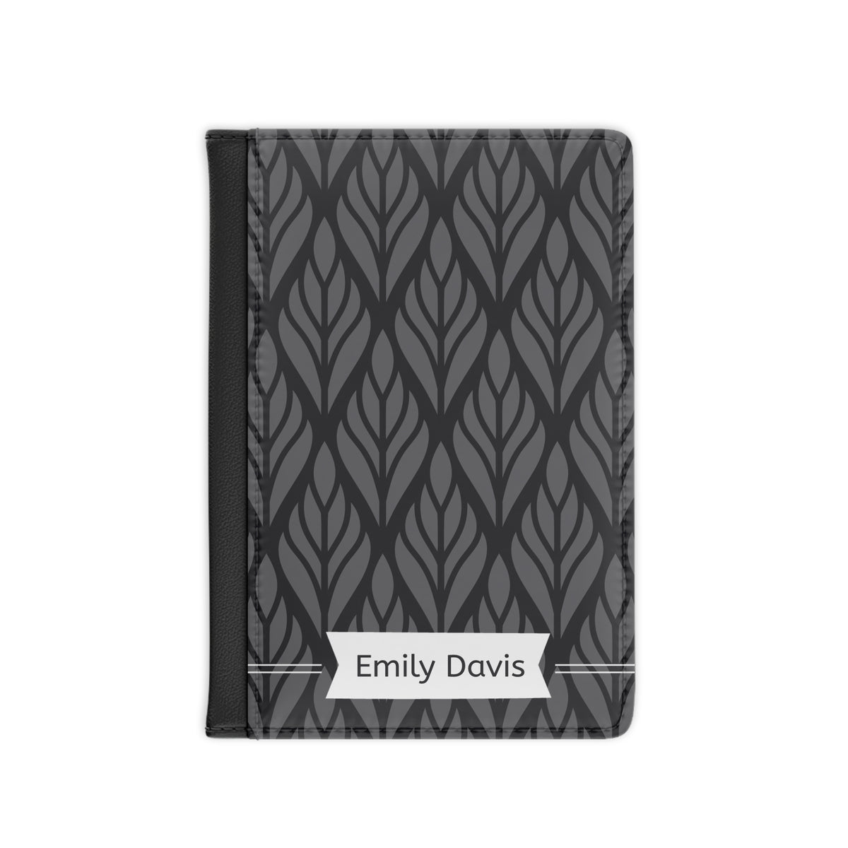 Personalized Passport Cover – Monogrammed Leaf Pattern Travel Wallet (Custom Name)