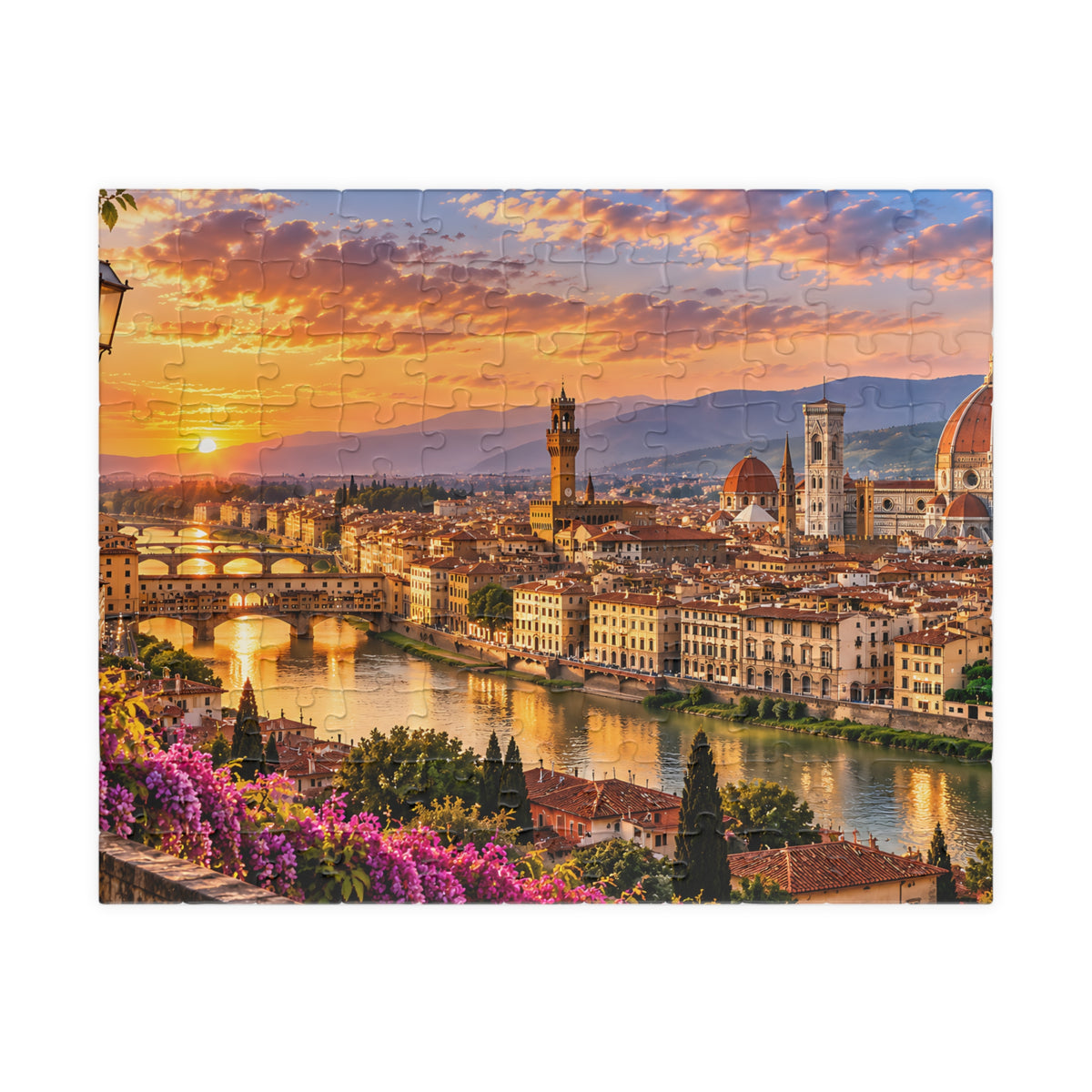 Florence Italy Puzzle – Tuscany Sunset Jigsaw Puzzle — Scenic Italy Travel Puzzle (110/252/520/1014 pcs)