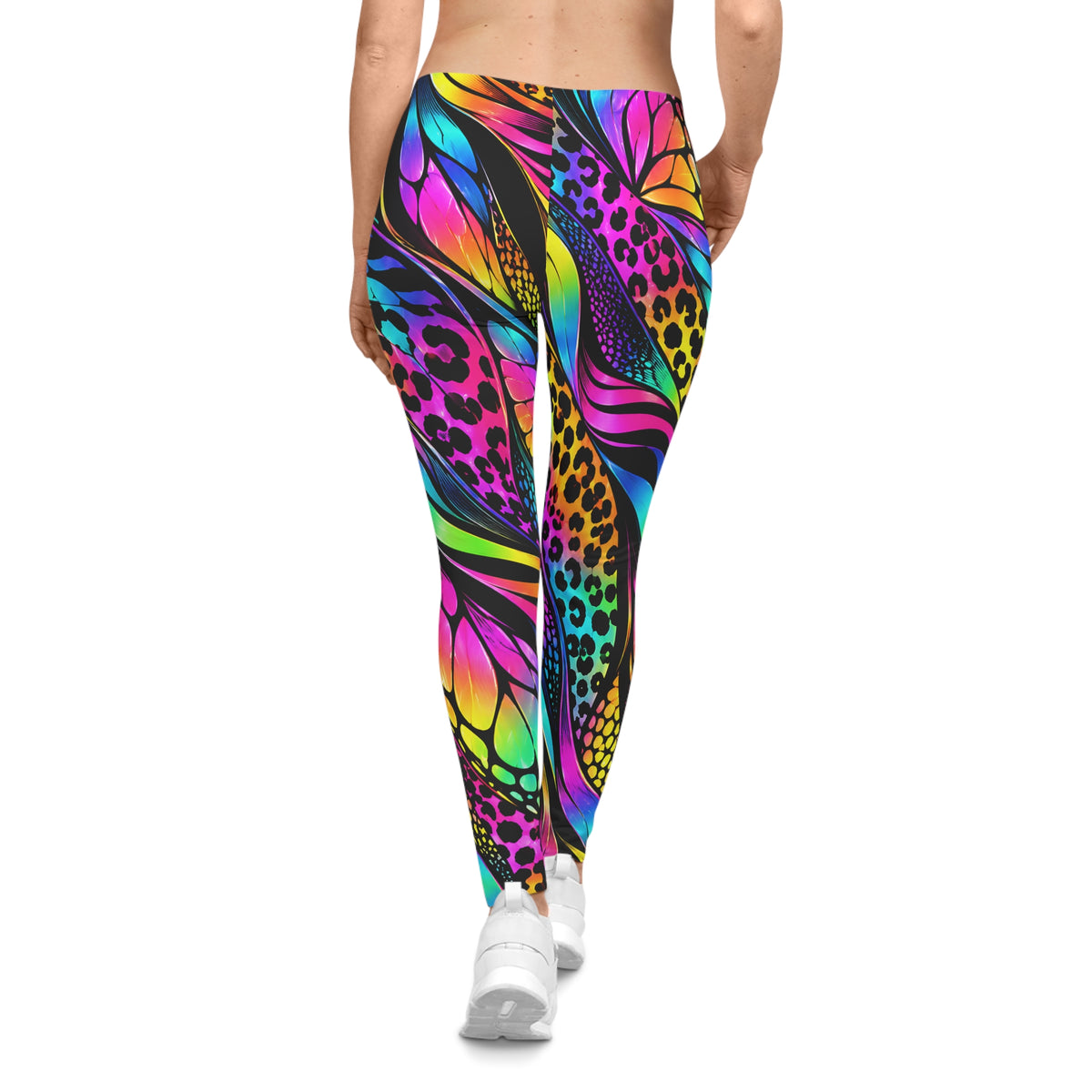 Rainbow Animal Print Leggings – Neon Leopard & Abstract Print