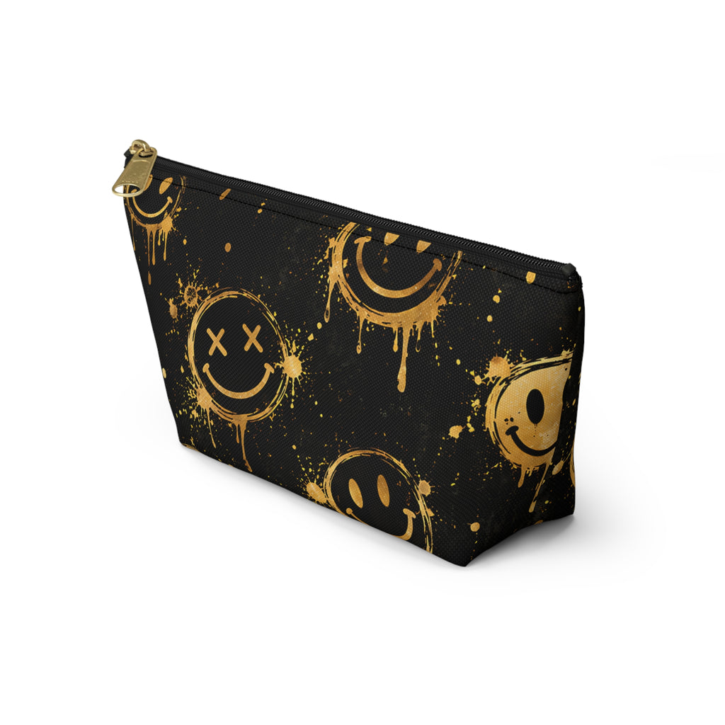 Gold Smiley Pouch – Black Graffiti Streetwear Print