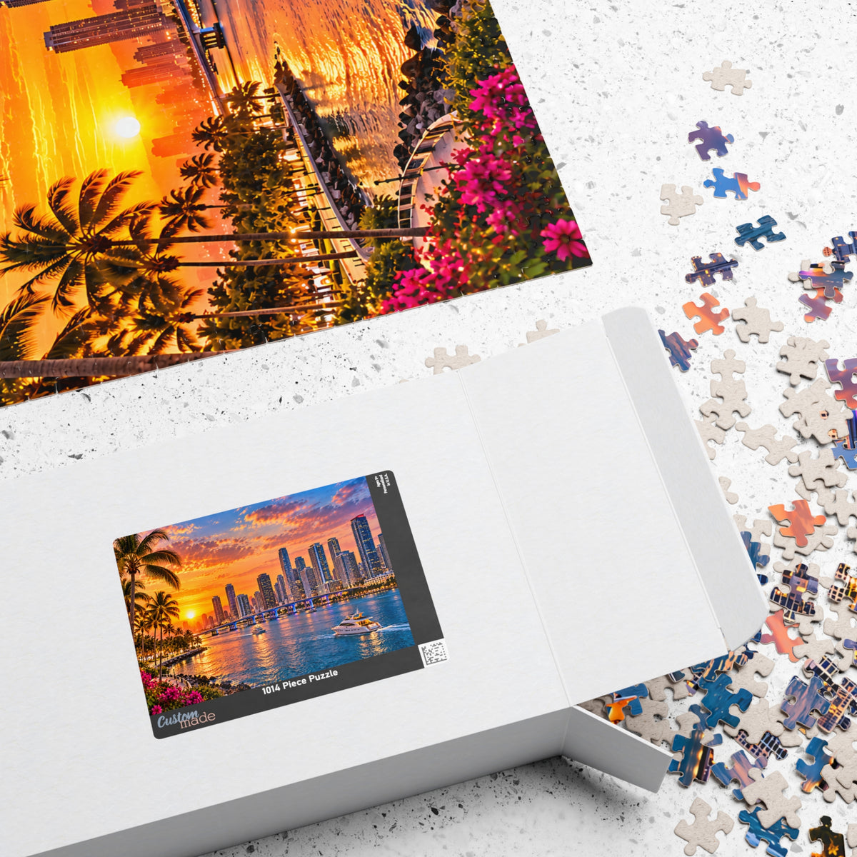 Miami Florida Puzzle – Tropical City Skyline Jigsaw Puzzle (110, 252, 520, 1014-piece)