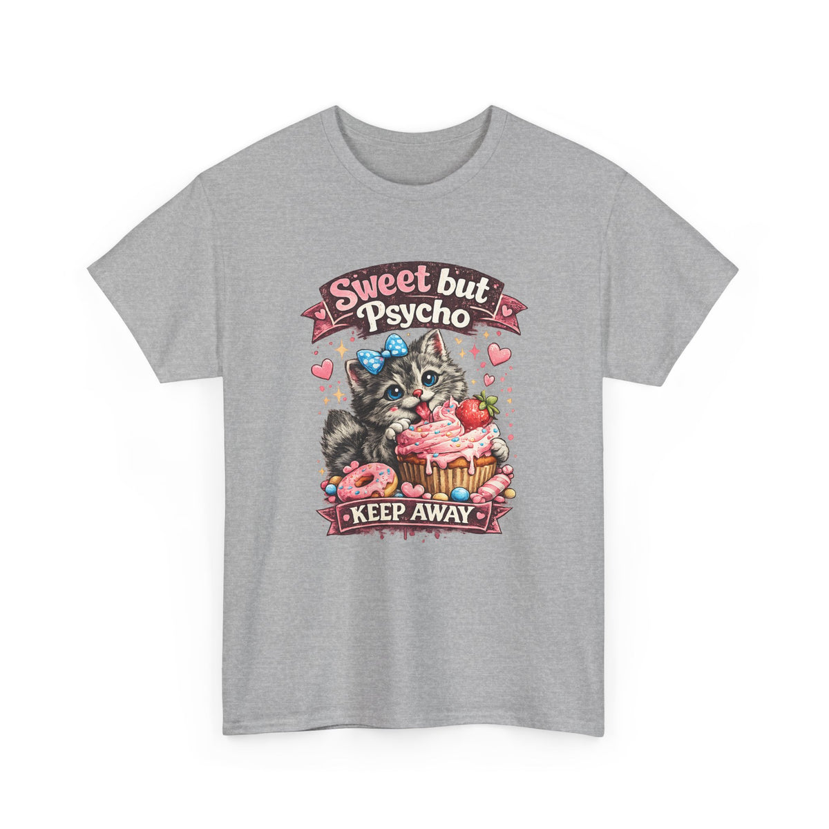 “Sweet But Psycho” T-Shirt – Cute Funny Kawaii Cat Graphic Tee