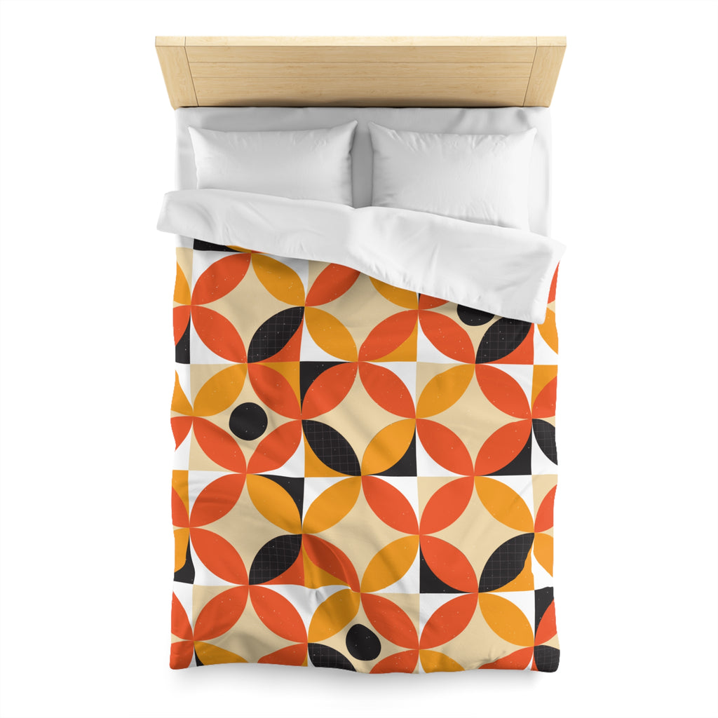 Retro Geometric Circle Pattern Duvet | Orange Mustard Mid Century Modern