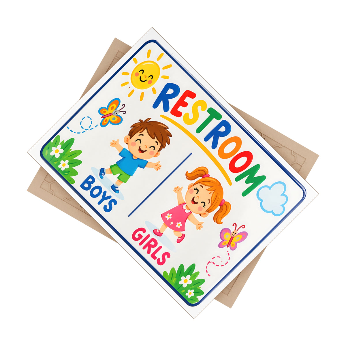 Kids Restroom Sign – Boys & Girls Colorful Ceramic Plaque - SE6