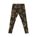 Gold Graffiti Smiley Leggings – Black Streetwear Print
