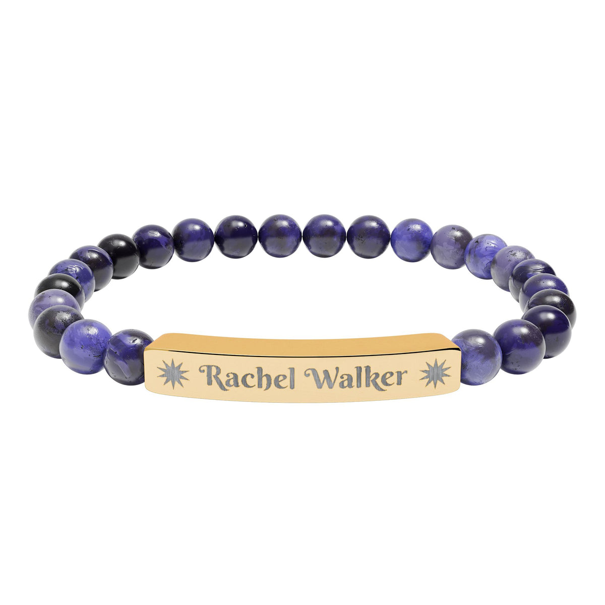 Personalized Natural Stone Bracelet – Custom Name & Sun