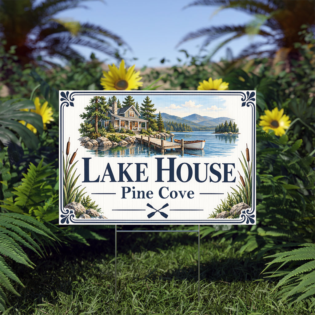 Personalized Lake House Yard Sign – Custom Lakefront Property Sign Y8