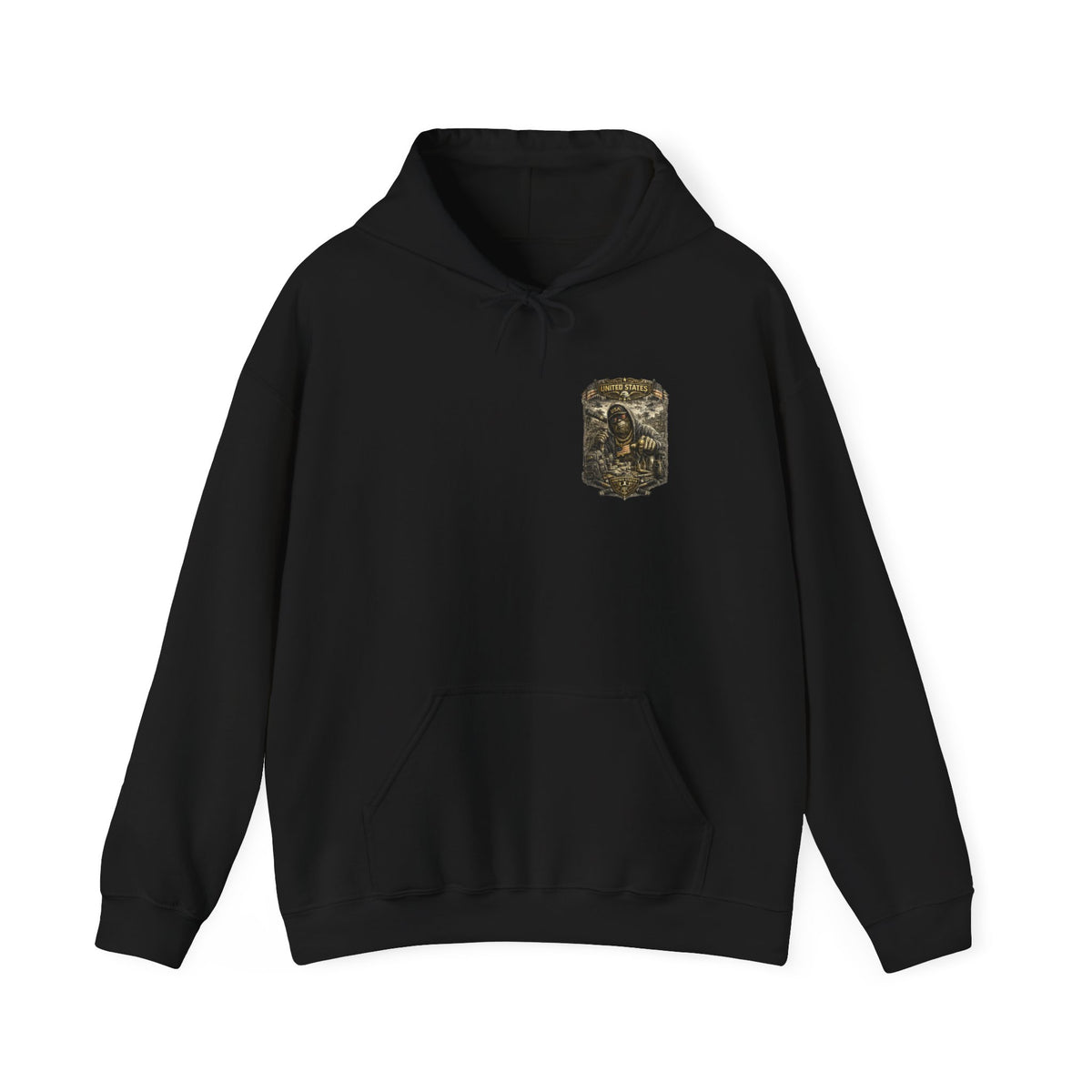 Bigfoot Streetwear Hoodie for Men  Urban Black Hoodie with Bigfoot Graphic Back Print, Hip Hop Style Sweatshirt