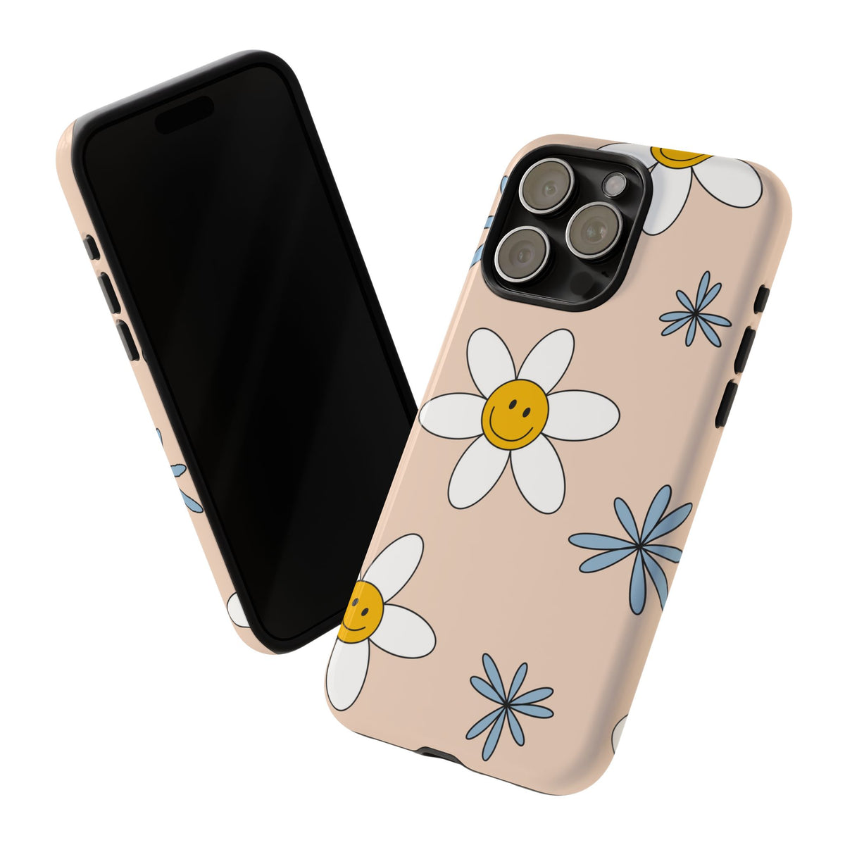 Smiley Daisy Tough Phone Case – Cute Retro Floral Design