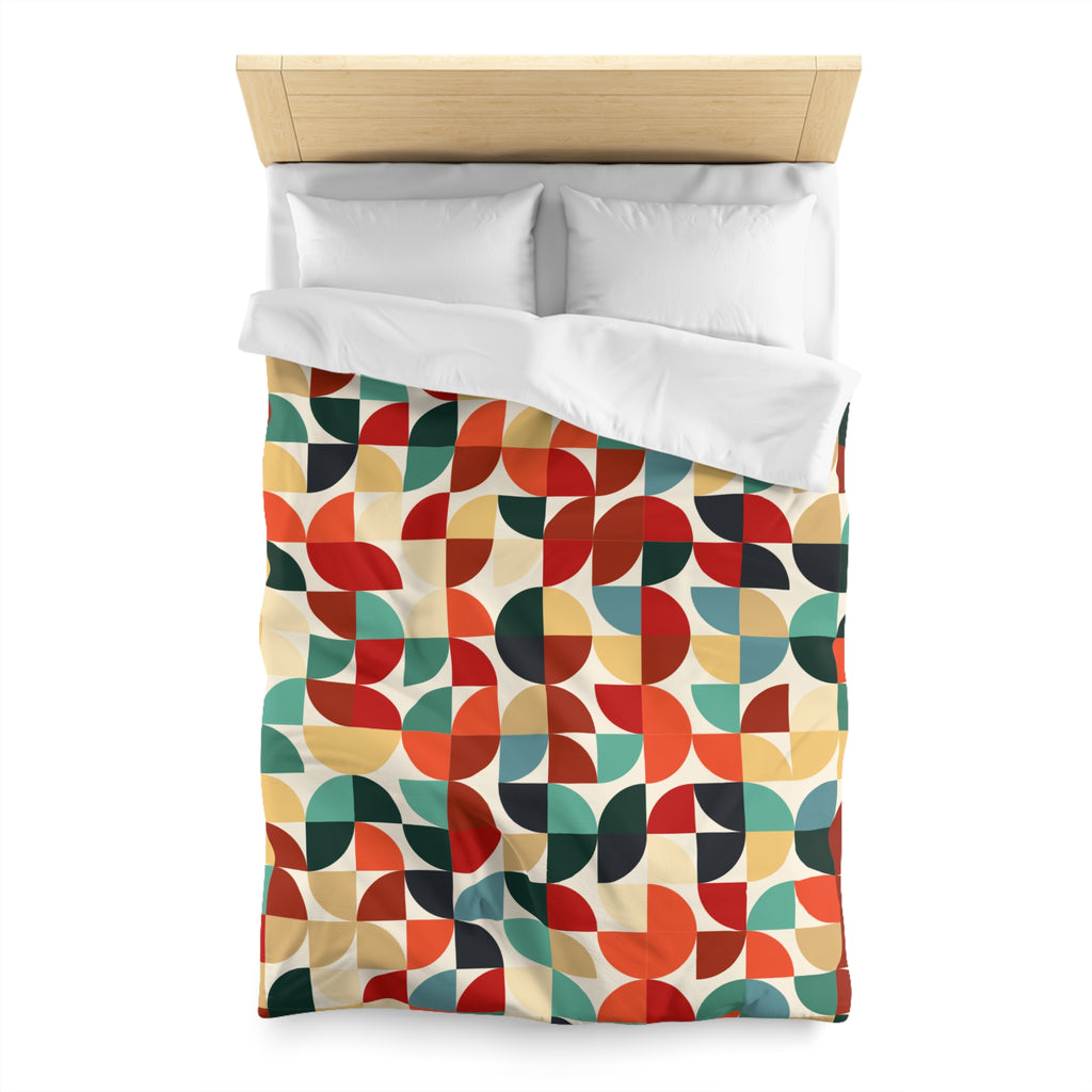 Retro Geometric Petal Pattern Duvet Cover | Mid Century Modern Bedding