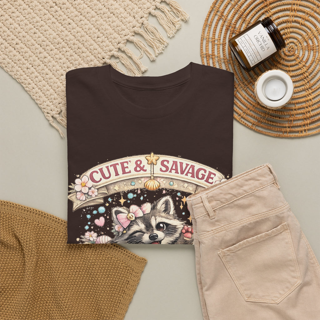 “Cute & Savage” T-Shirt – Funny Raccoon Hot Mess Express Graphic Tee