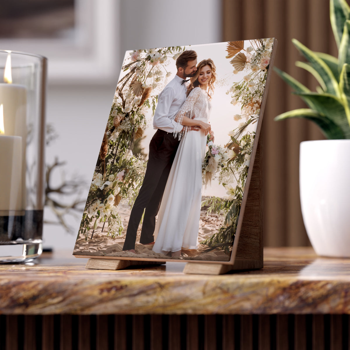 Personalized Wedding Photo Ceramic Tile 6" × 8" | Custom Couple Picture Tile | Wedding Gift | Anniversary Home Decor