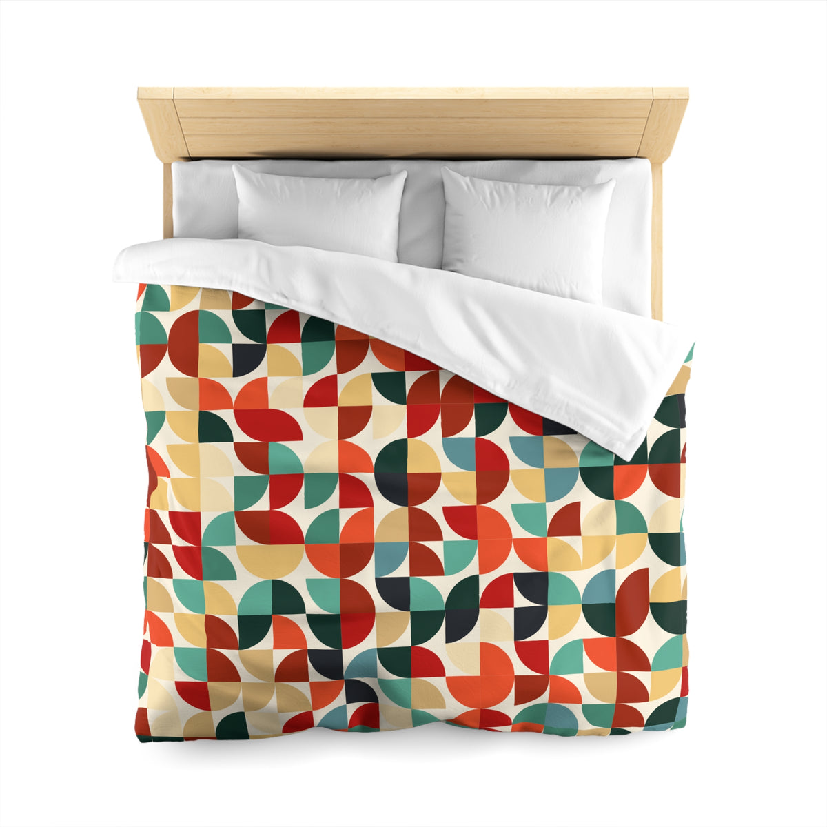 Retro Geometric Petal Pattern Duvet Cover | Mid Century Modern Bedding