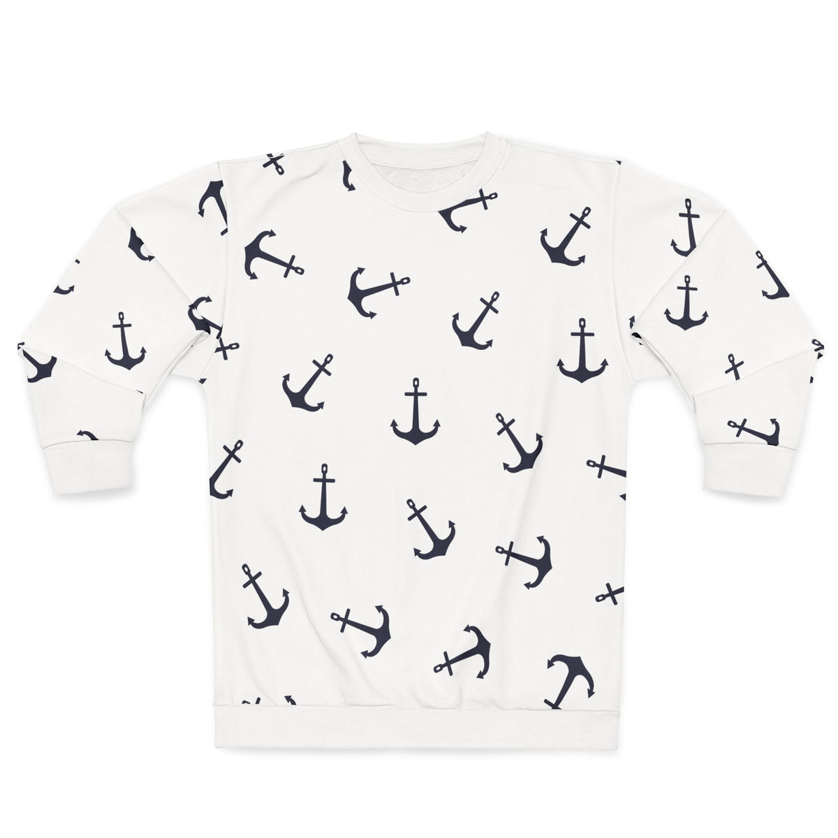 Nautical Anchor Unisex Sweatshirt – Navy & White Coastal Print