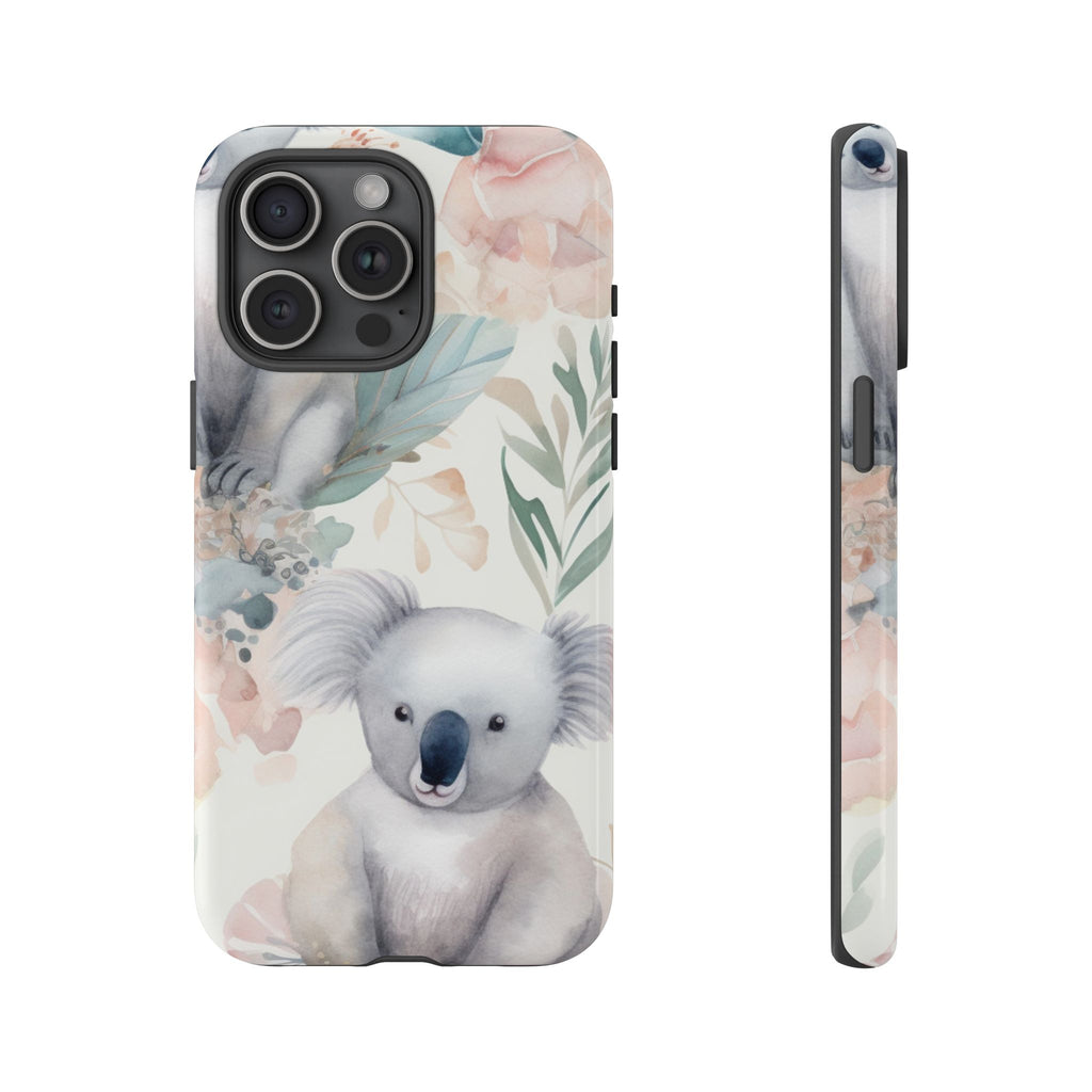 Cute Koala Tough Phone Case – Watercolor Botanical Design