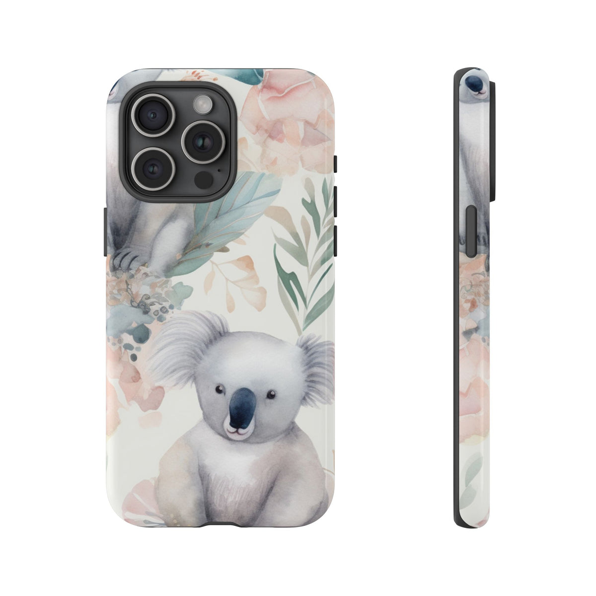 Cute Koala Tough Phone Case – Watercolor Botanical Design