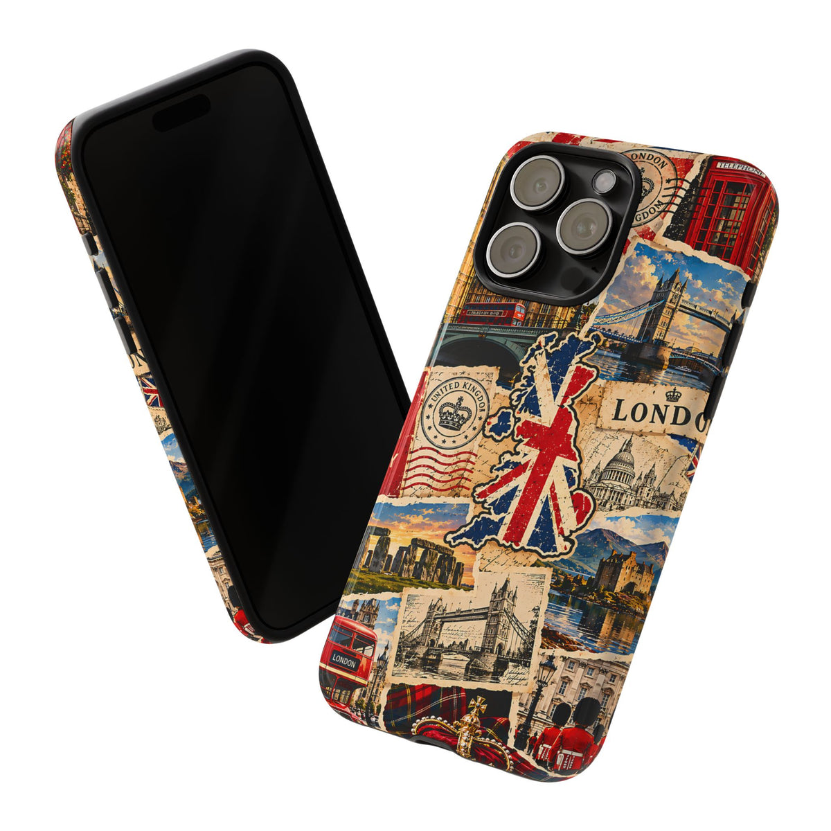 London UK Travel Collage Phone Case – Vintage British Tough Case