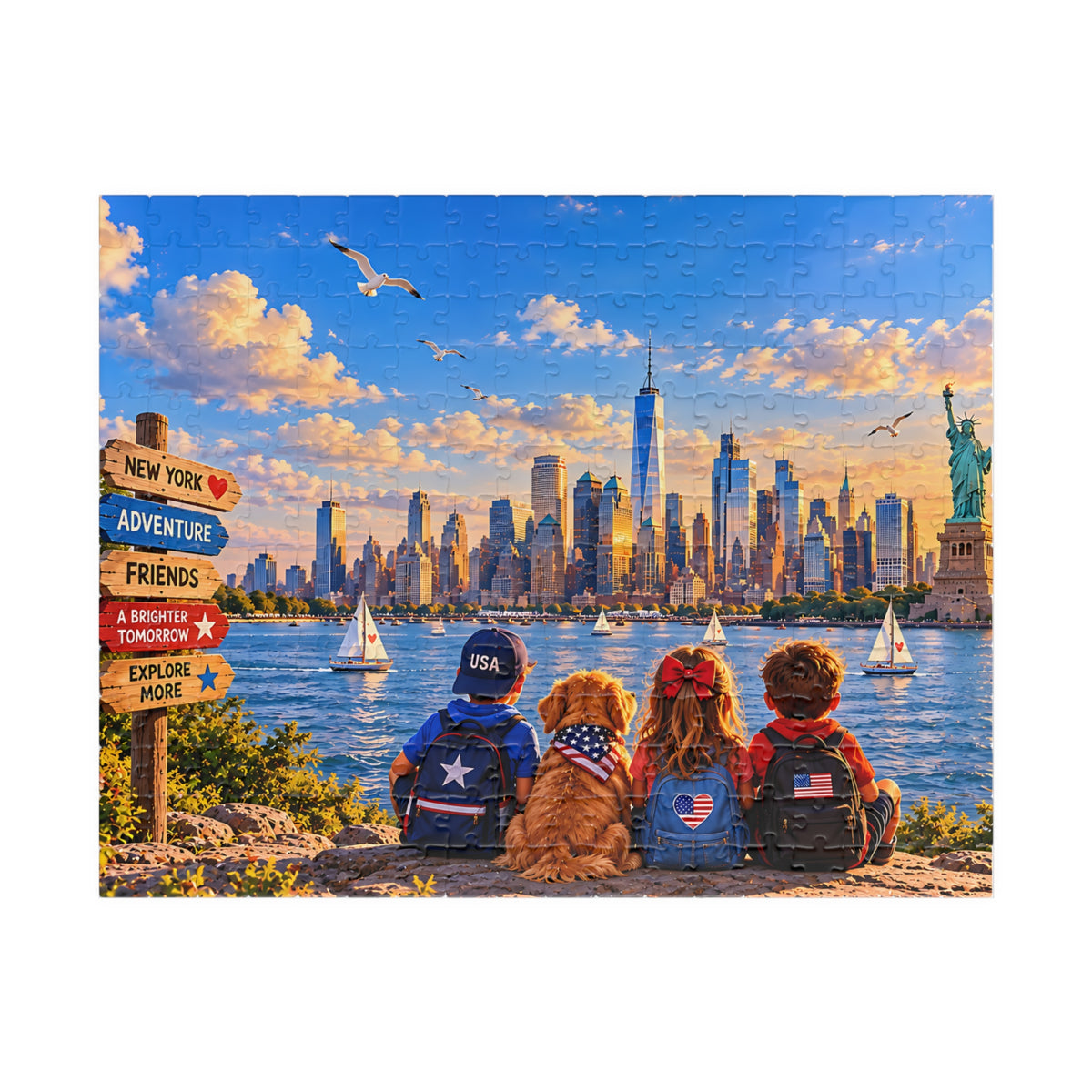 New York City USA Puzzle – Statue of Liberty Jigsaw Puzzle (110, 252, 520, 1014-piece)