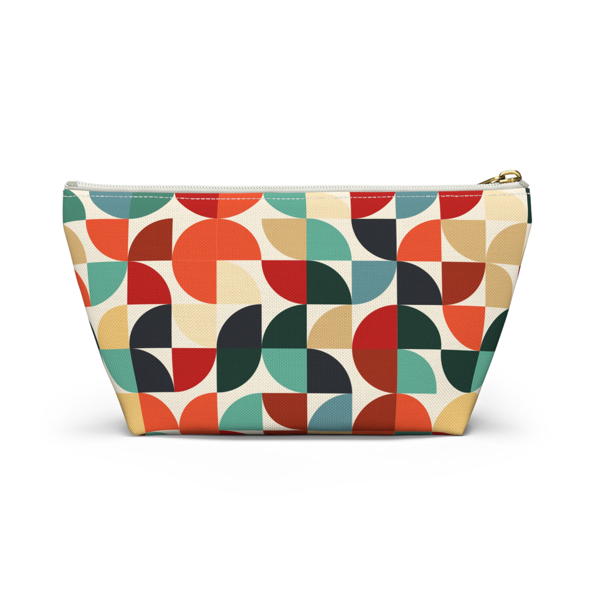 Retro Geometric Pouch – Mid-Century Color Block Print
