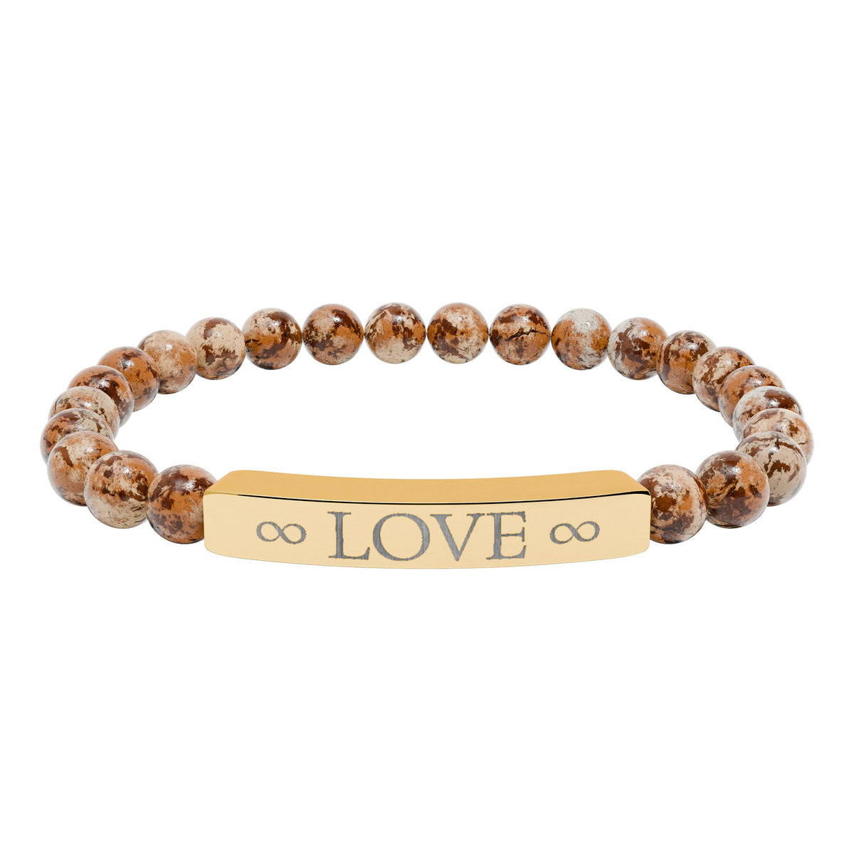 Infinity Love Natural Stone Bracelet – Engraved Beaded Jewelry