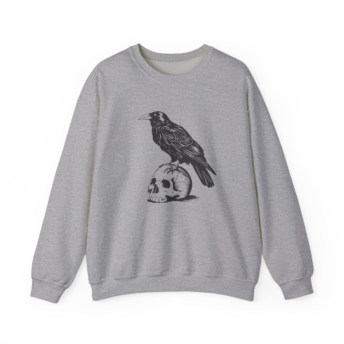 Raven Skull Sweatshirt, Gothic Crewneck Jumper