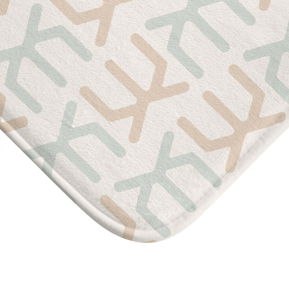 Neutral Geometric Bath Mat – Beige & Sage Modern Bathroom Decor