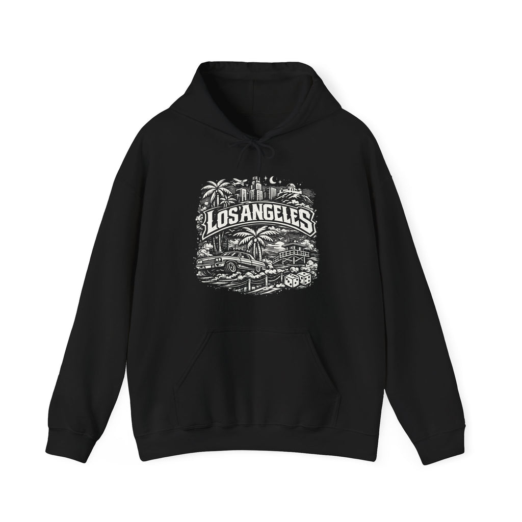 Los Angeles Vintage Skyline Hoodie  Retro Palm Tree Cityscape Sweatshirt