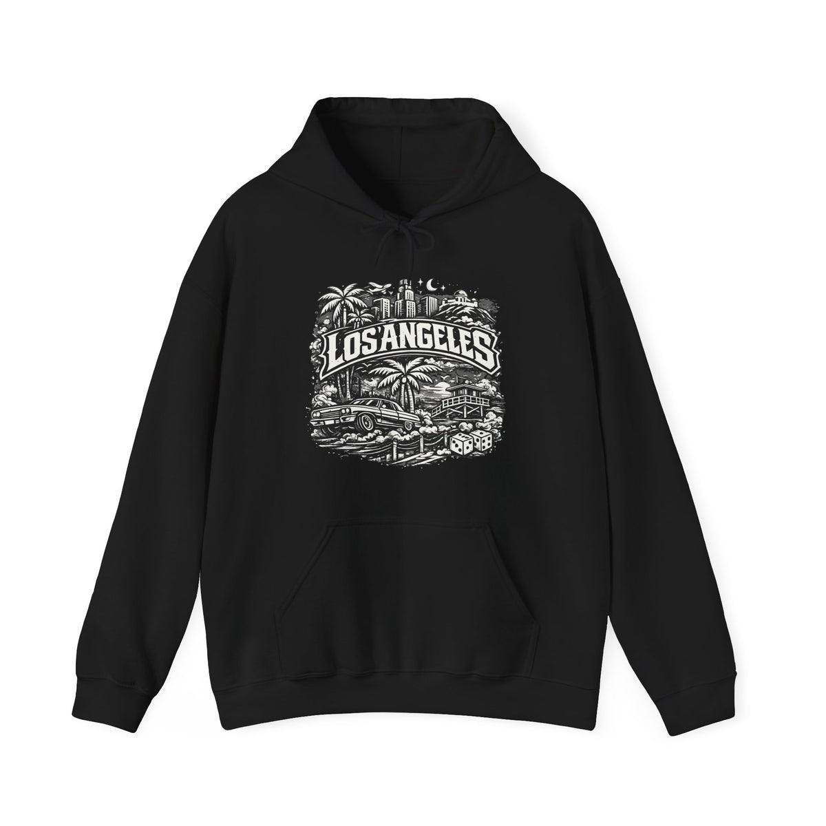 Los Angeles Vintage Skyline Hoodie  Retro Palm Tree Cityscape Sweatshirt