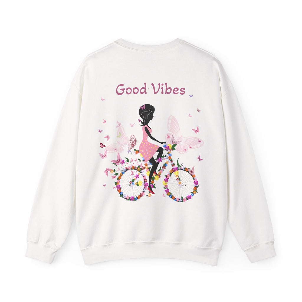 Good Vibes Sweatshirt, Floral Bicycle Crewneck