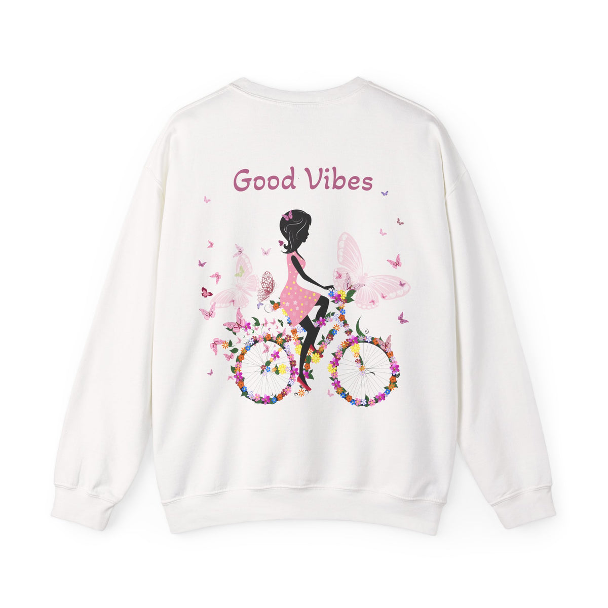Good Vibes Sweatshirt, Floral Bicycle Crewneck