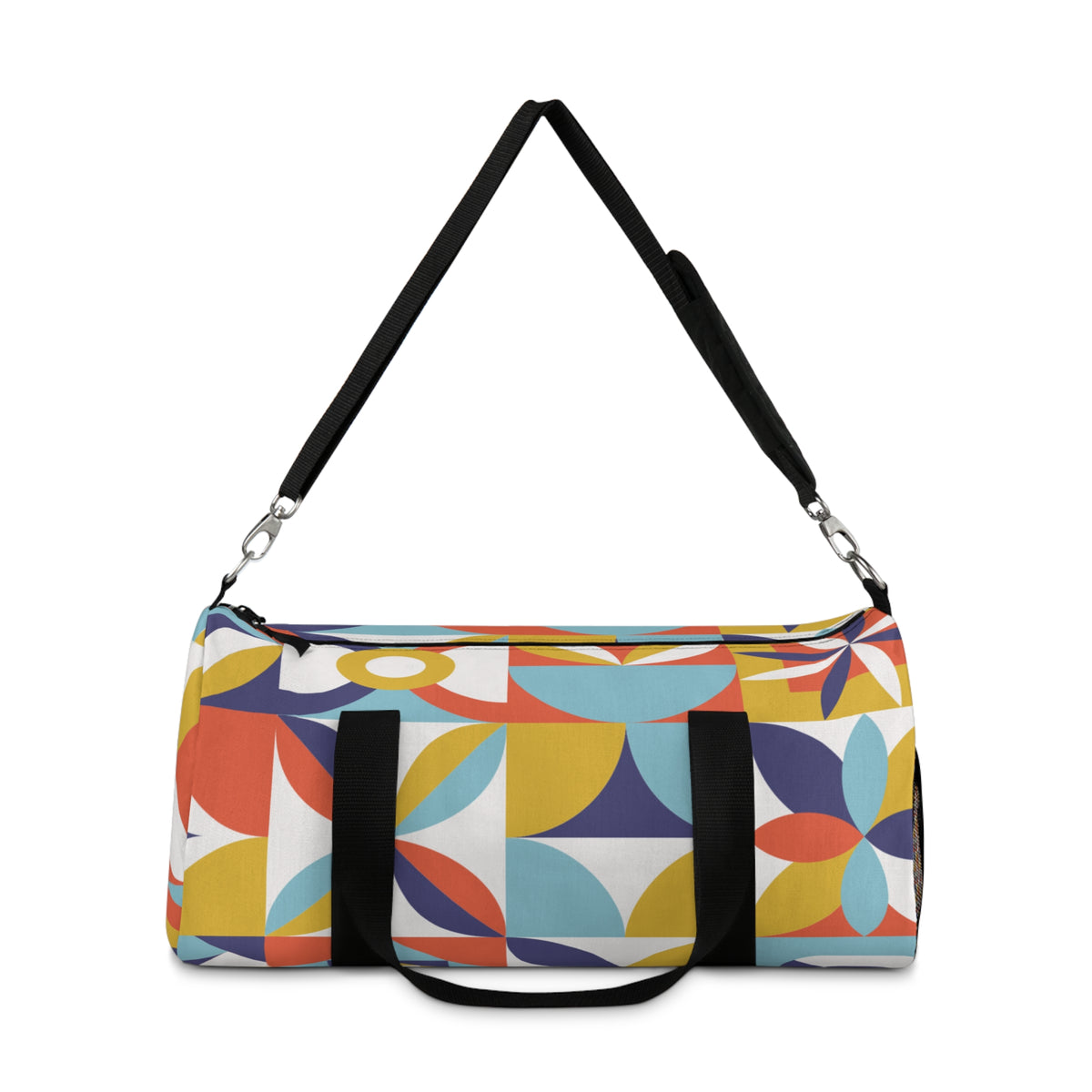 Retro Geometric Duffel Bag – Mid-Century Modern Design