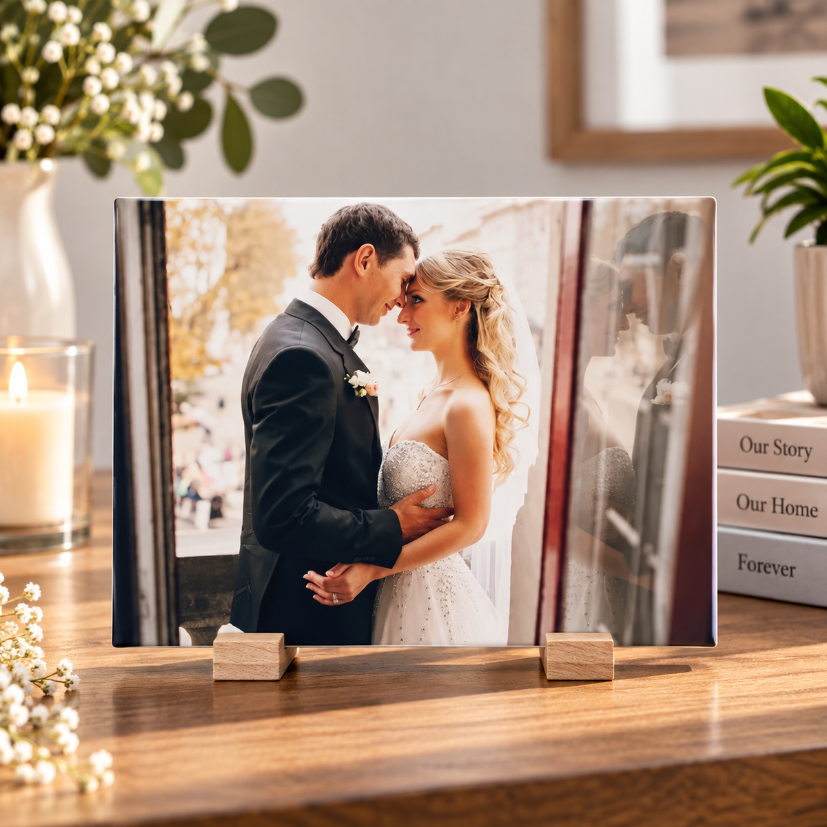 Personalized Wedding Photo Ceramic Tile 6" × 8" | Custom Couple Picture Tile | Wedding Keepsake Gift | Anniversary Home Decor