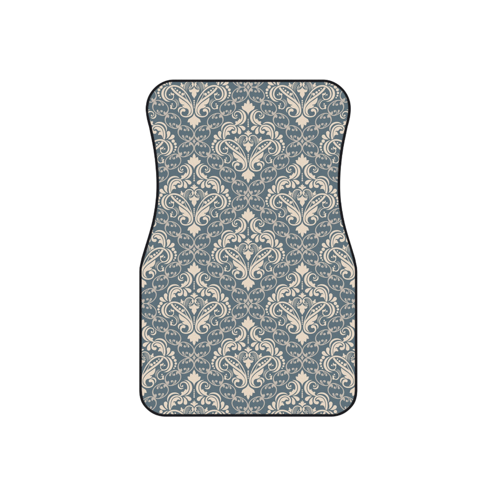 Blue Gray Damask Car Floor Mats – Elegant 4-Piece Set