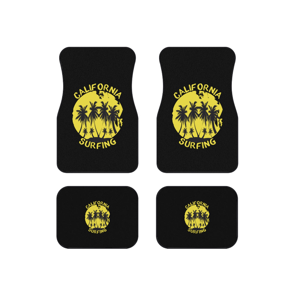 California Surf Car Floor Mats – Palm Trees 4-Piece Set