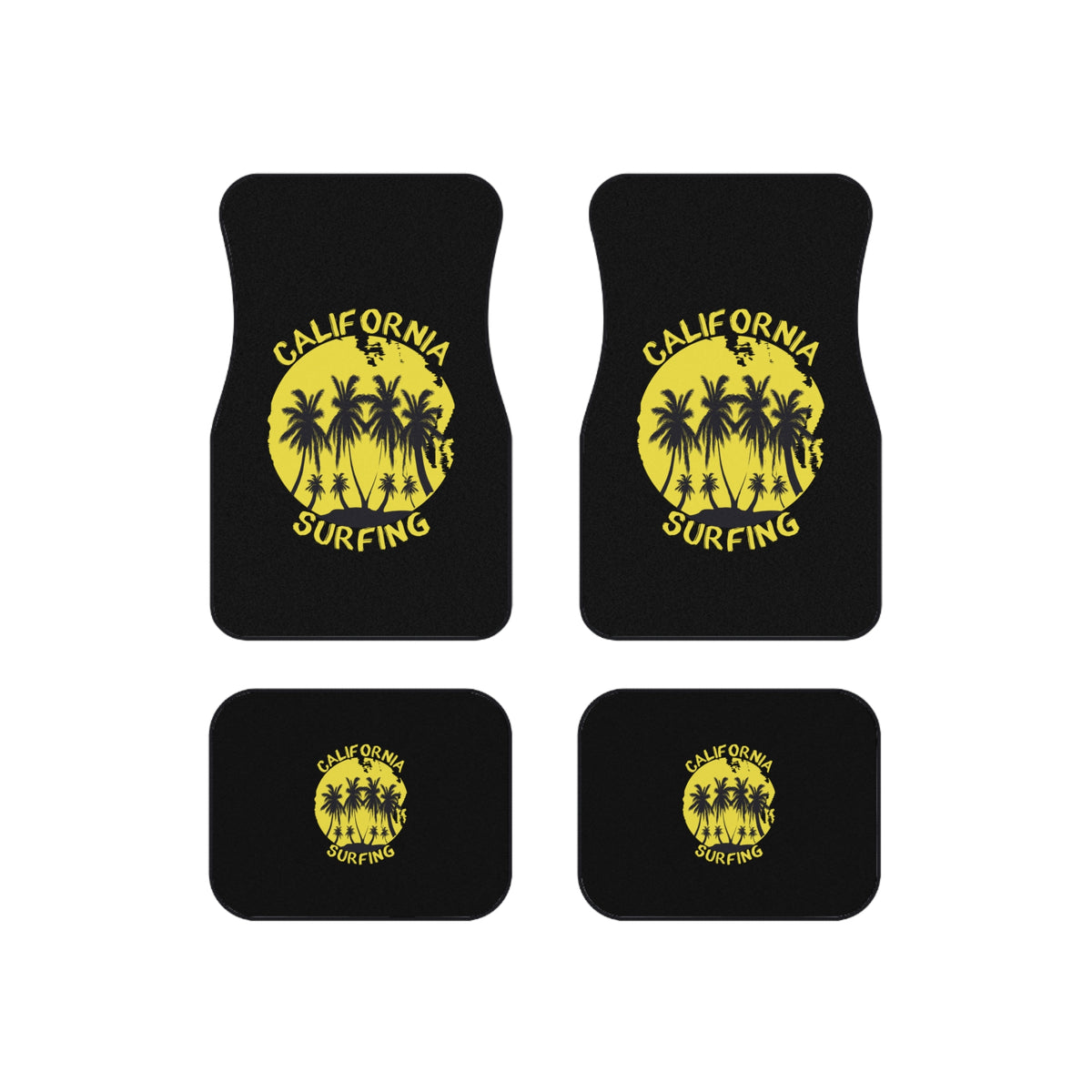 California Surf Car Floor Mats – Palm Trees 4-Piece Set