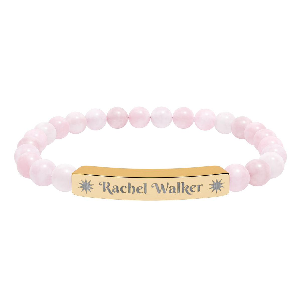 Personalized Natural Stone Bracelet – Custom Name & Sun