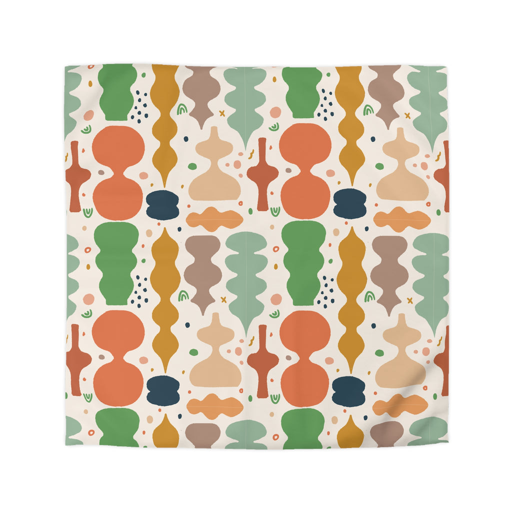 Abstract Organic Shapes Duvet Cover | Midcentury Pattern Bedspread