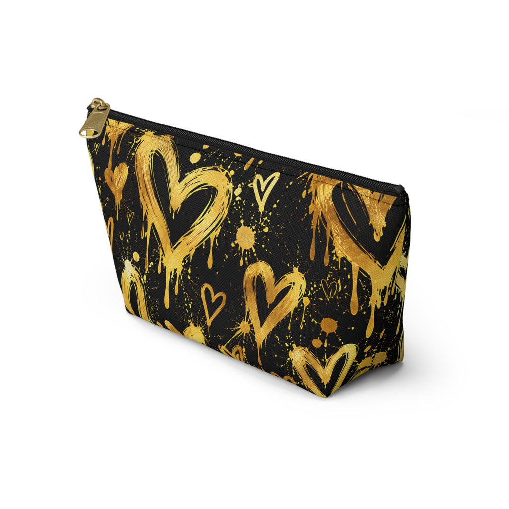 Gold Graffiti Hearts Pouch – Black & Gold Street Art Print