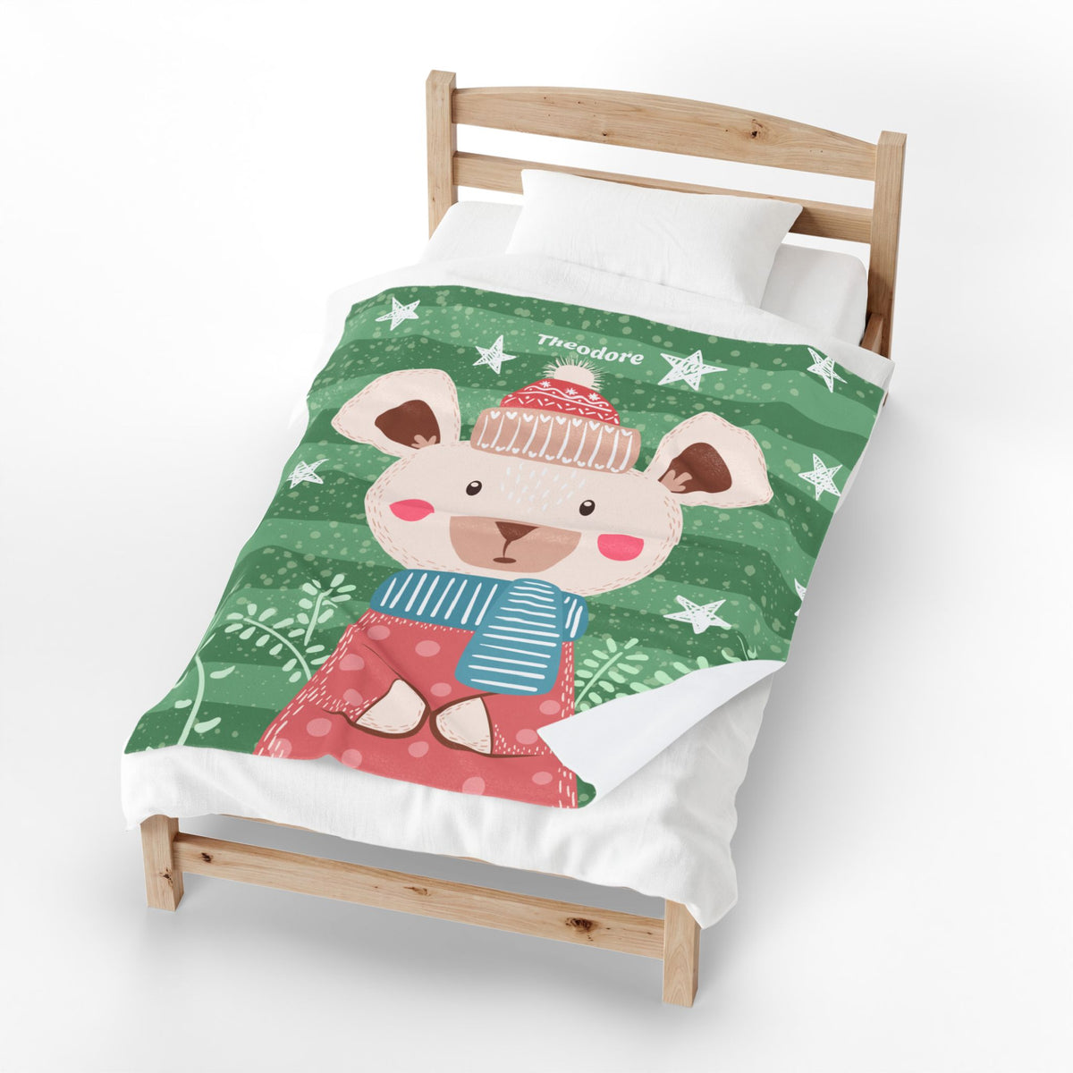 Personalized Baby Blanket with Name  Custom Nursery Plush Throw  Cute Winter Animal Kids Blanket  Baby Shower Gift