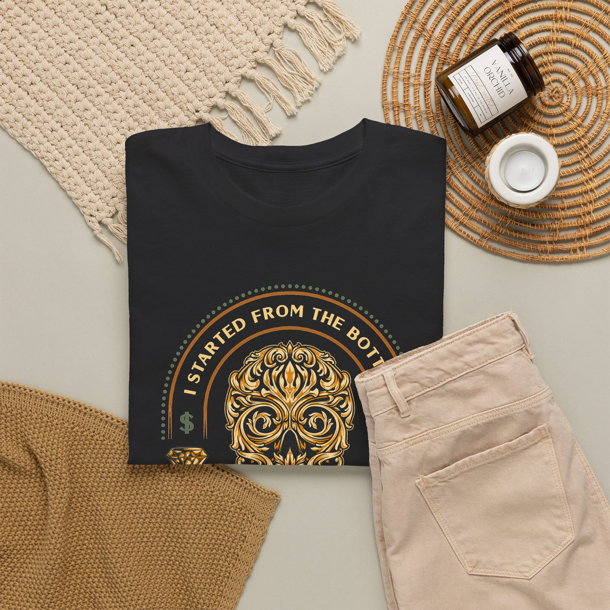 “Started From the Bottom” Skull T-Shirt – Vintage Biker Graphic Tee