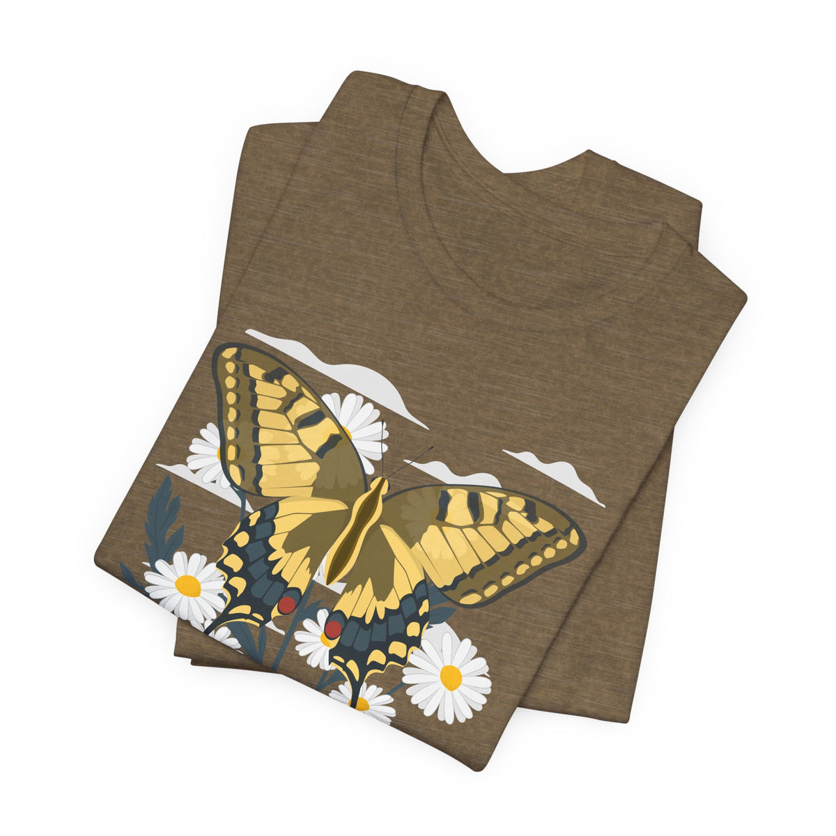Butterfly Floral Nature Shirt  Yellow Butterfly T Shirt, Wildflower Graphic Tee, Nature Lover Gift